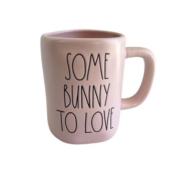 Rae Dunn PINK Easter Mug SOME BUNNY TO LOVE Ceramic Cup DW Safe Magenta New - Picture 1 of 6